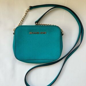 Michael Kors Blue Crossbody Bag with Gold Hardware